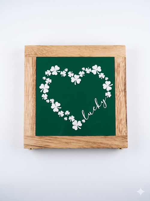 "Lucky" Shamrock Heart Framed Sign