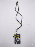 Floral Lanyard with Zip Coin Pouch – Gray Hibiscus