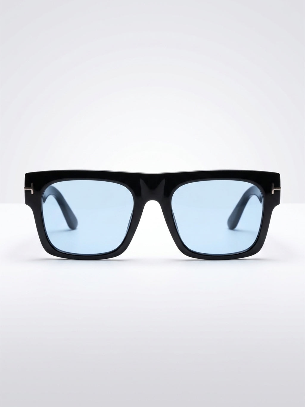 Bold Black Square-Frame Sunglasses with Blue Tinted Lenses Copy