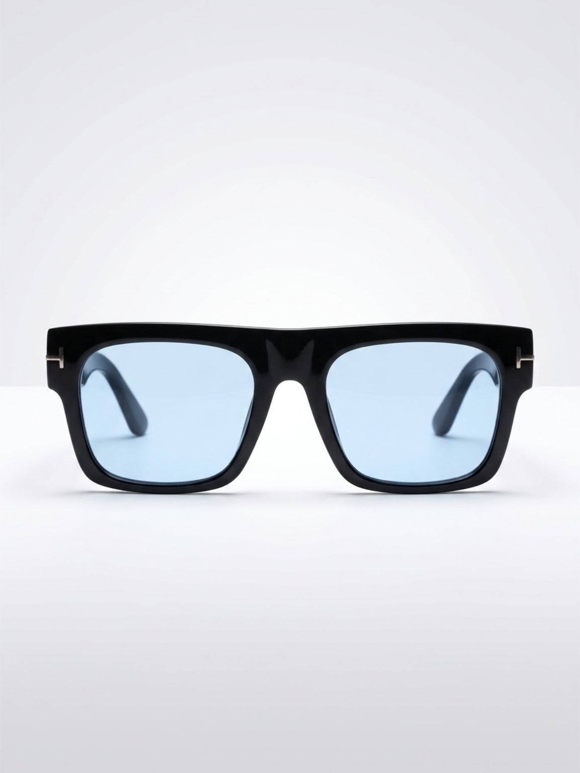 Bold Black Square-Frame Sunglasses with Blue Tinted Lenses Copy