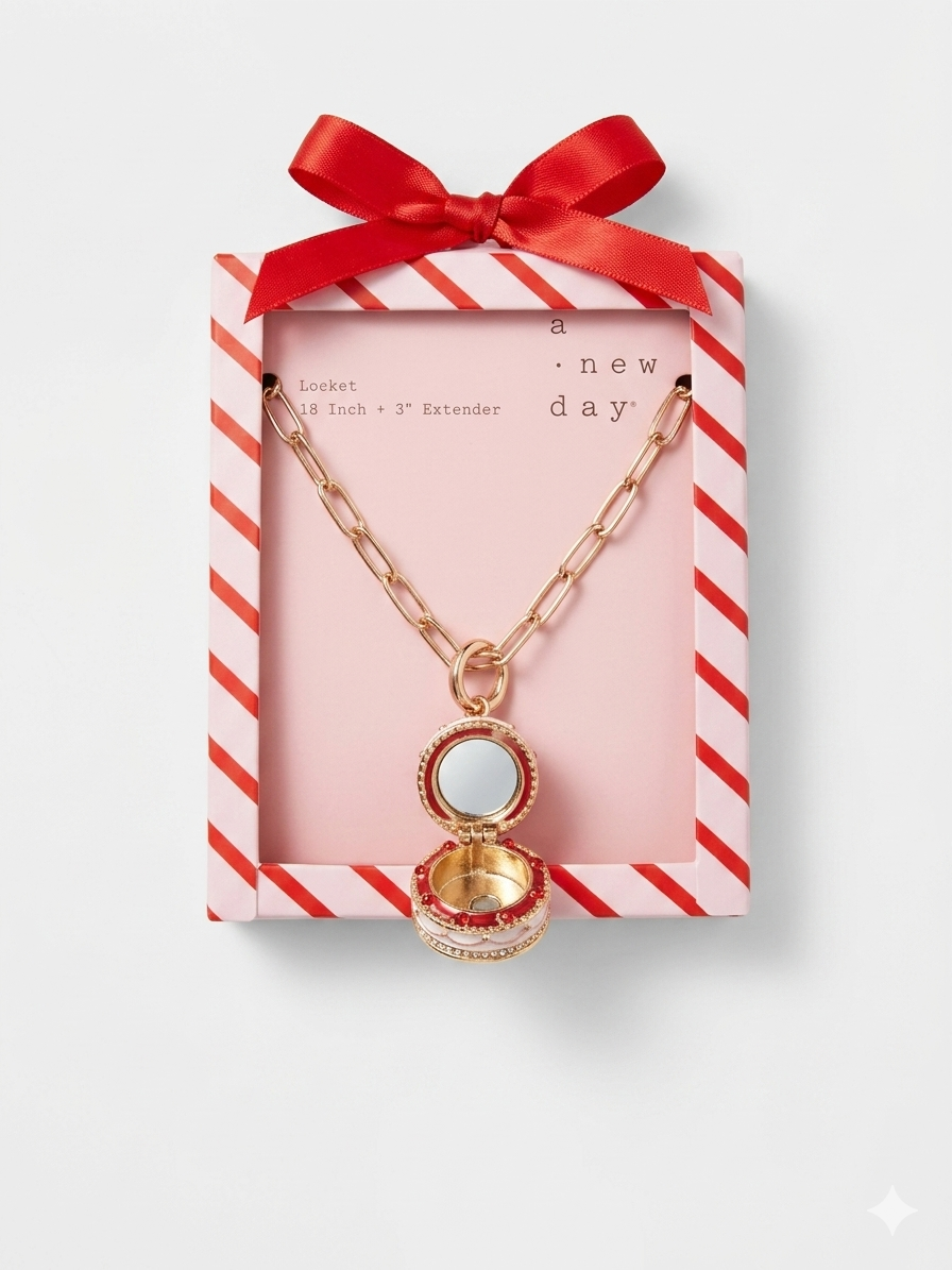 A New Day Tiered Cake Locket Necklace – Gold & Pink