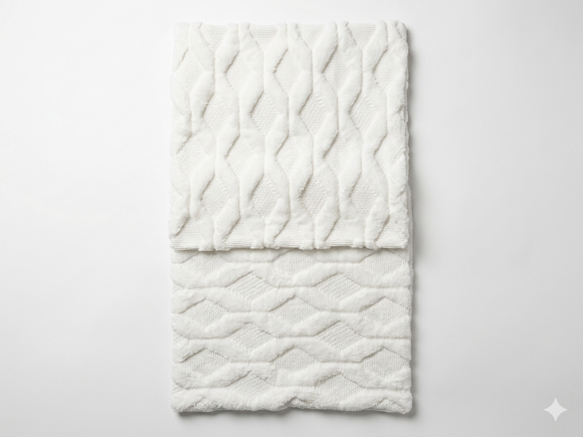 Ivory Faux Fur Textured Pillow Cover 2 PCS