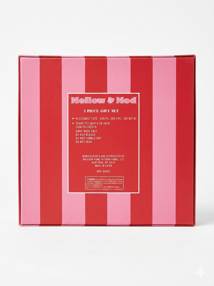 Mellow & Mod Fleece Scarf & Heart Bag Gift Set – 2 Piece
