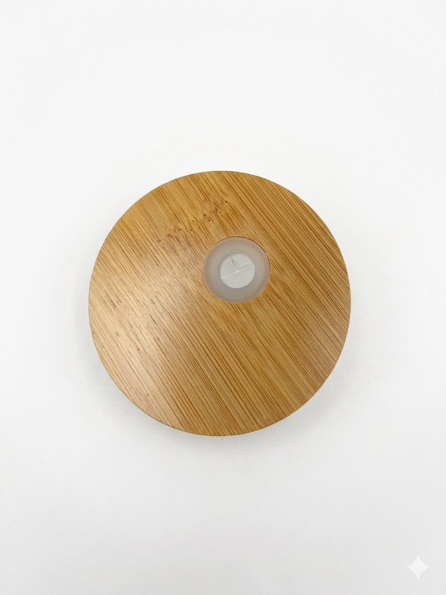 Glass Can-Shaped Cups with Bamboo Lids –