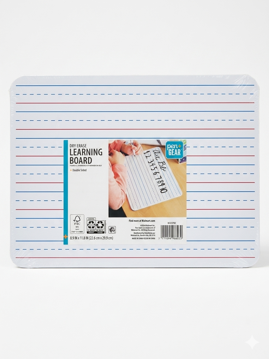 Pen+Gear Dry Erase Learning Board – Double-Sided, 8.9 x 11.8 in