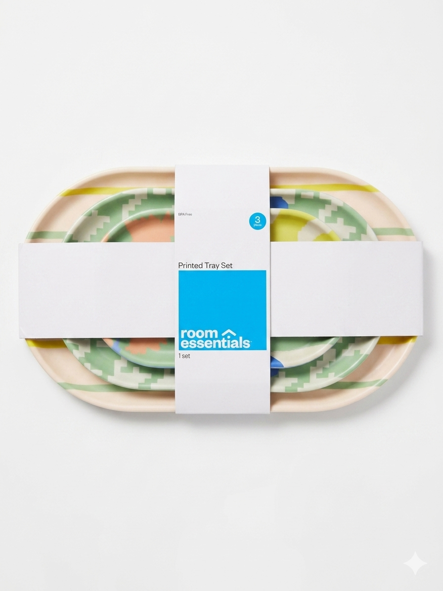 Room Essentials Printed Tray Set – 3 Piece