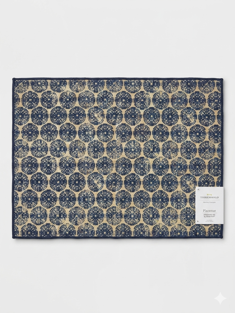 Threshold Medallion Placemat – Navy & Tan