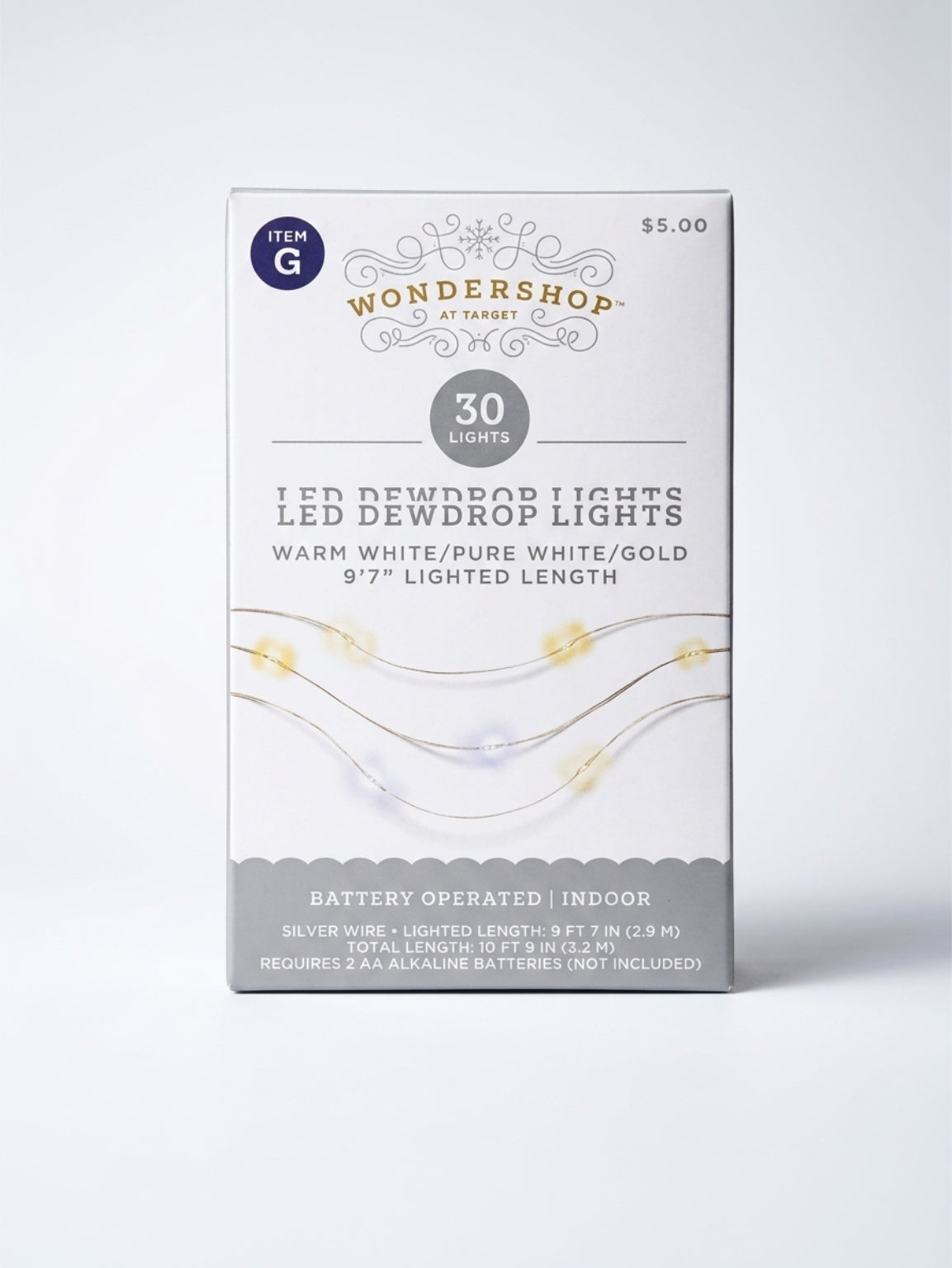 Wondershop at Target LED Dewdrop String Lights – 30 Count, Warm White/Pure White/Gold