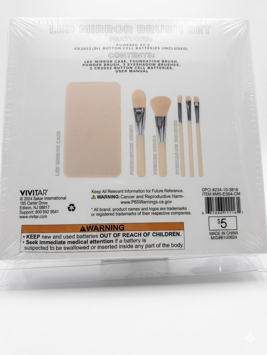 Vivitar LED Mirror Brush Set – Cream