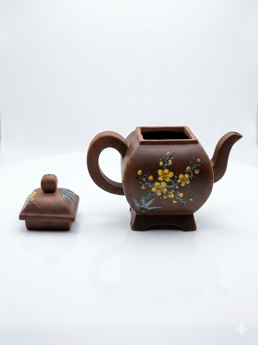 Hand-Painted Clay Teapot – Plum Blossom