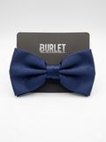 Burlet Pre-Tied Satin Bow Tie – Navy Blue