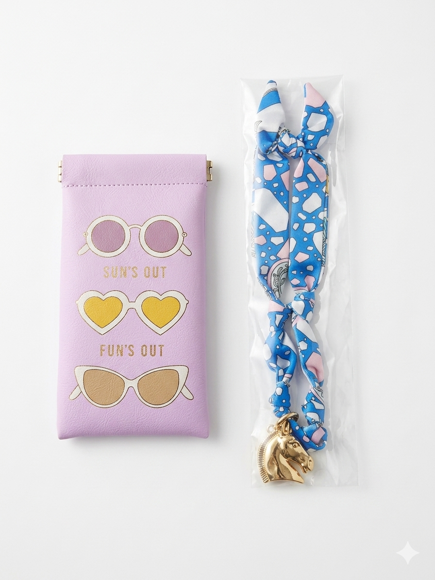 "Sun's Out Fun's Out" Sunglasses Pouch & Scarf Charm Set