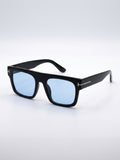 Bold Black Square-Frame Sunglasses with Blue Tinted Lenses Copy
