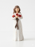 Hand-Painted Sentiment Figurine – Woman Holding Red Poppies