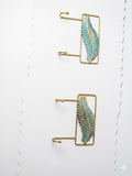 Gold & Turquoise Feather Wall Hooks – Set of 2