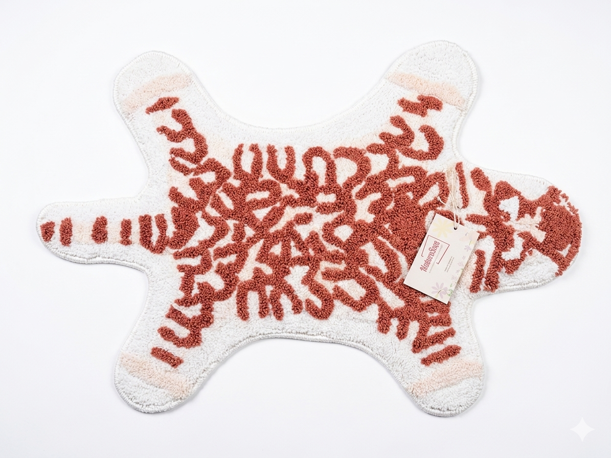 NatureStep Tiger Bath Rug – White & Rust, 20 x 30 in
