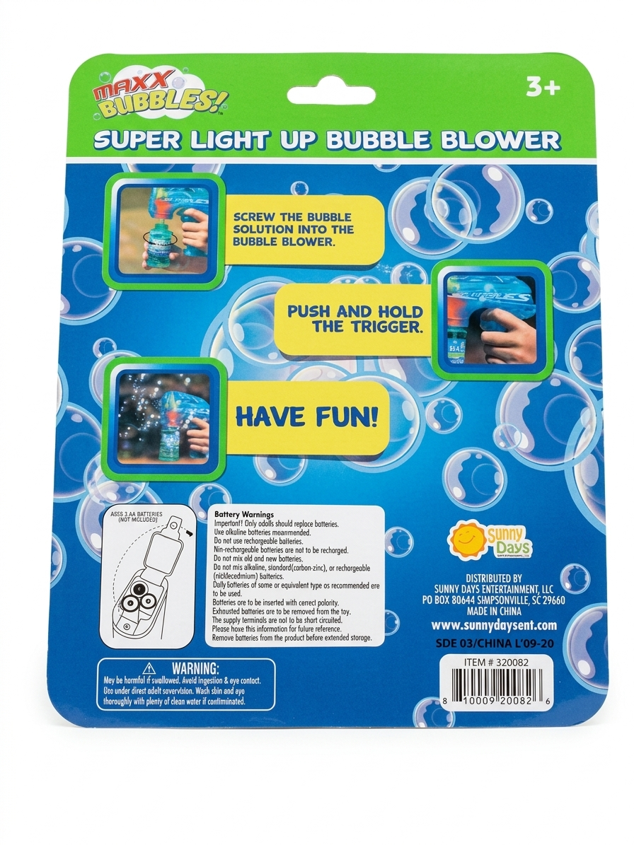 Maxx Bubbles Super Light Up Bubble Blower with Solution