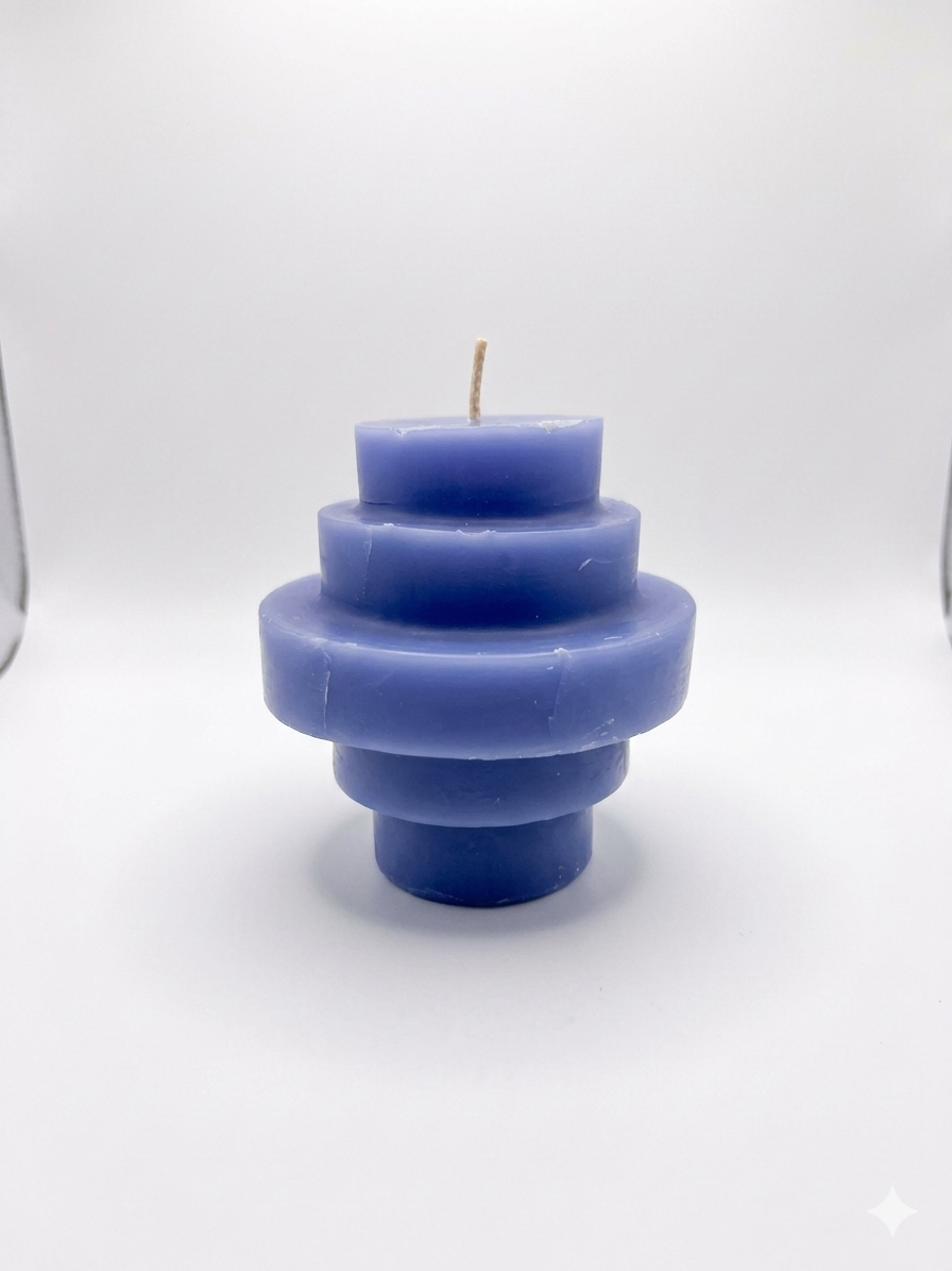 Tiered Stacked Pillar Candle – Periwinkle Blue