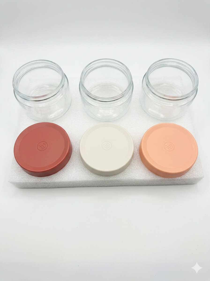 Glass Storage Jars with Silicone Lids – Set of 3 (Warm Tones)