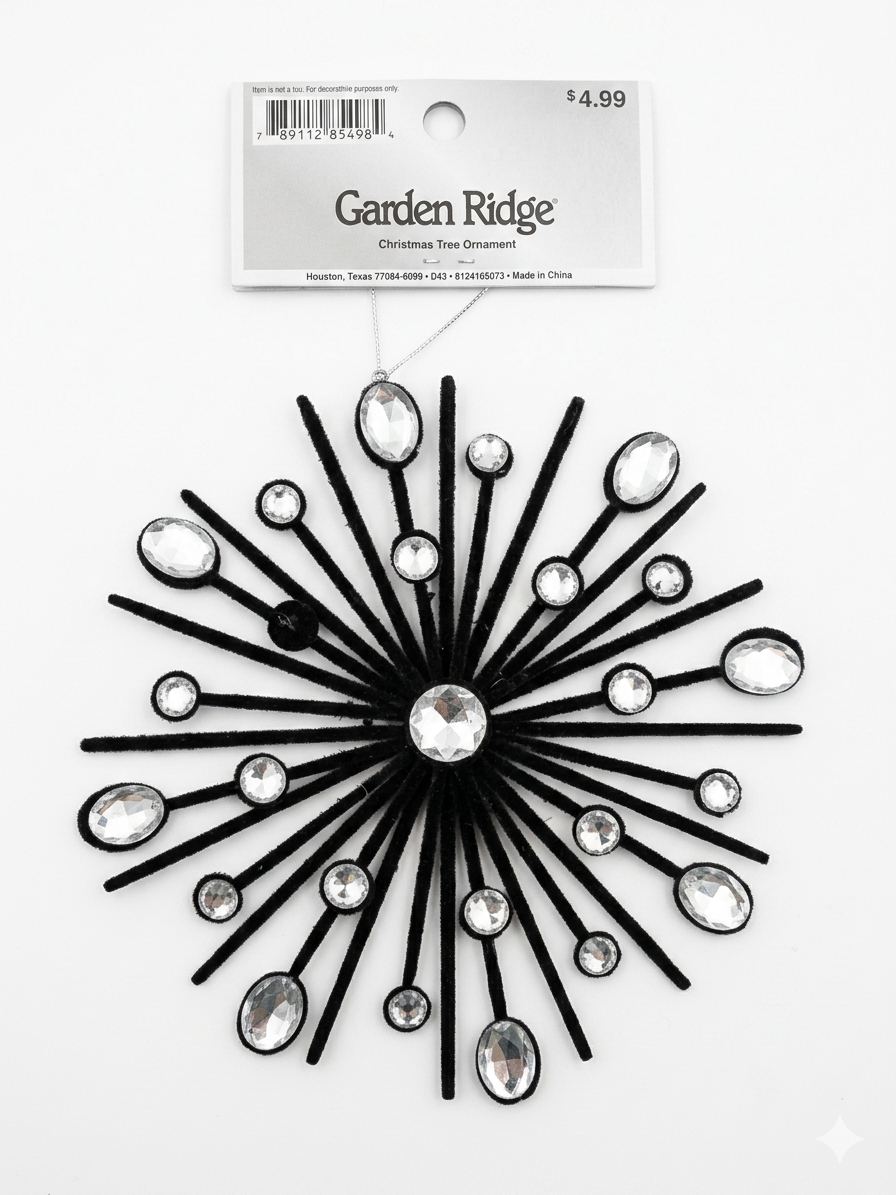 Black Velvet Starburst Rhinestone Ornament