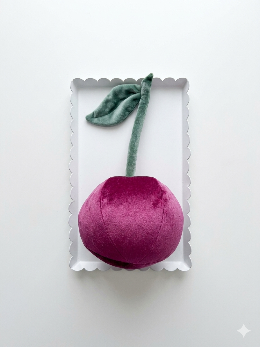 Velvet Cherry Decorative Pillow – Magenta