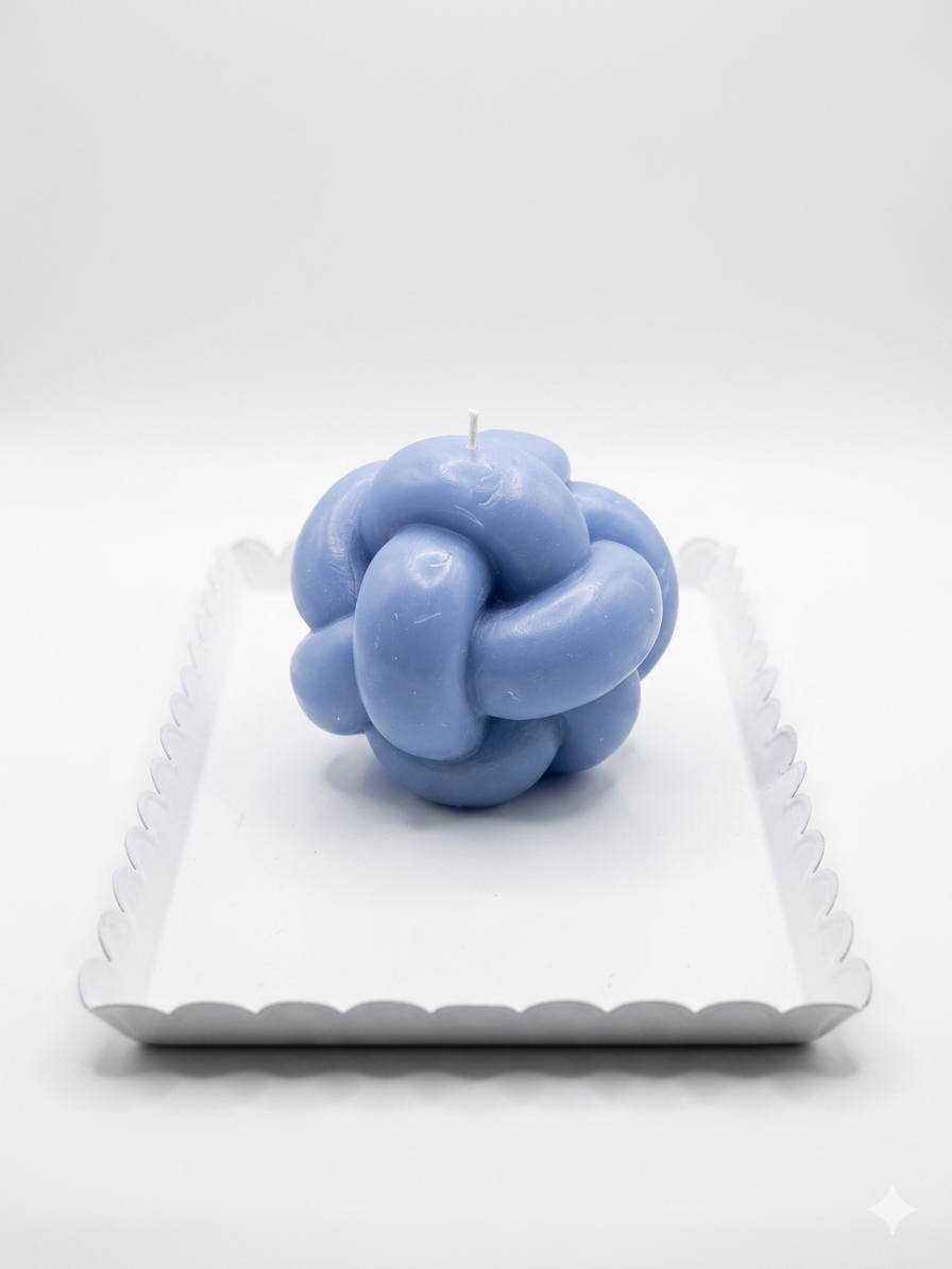 Chunky Knot Ball Candle – Periwinkle Blue