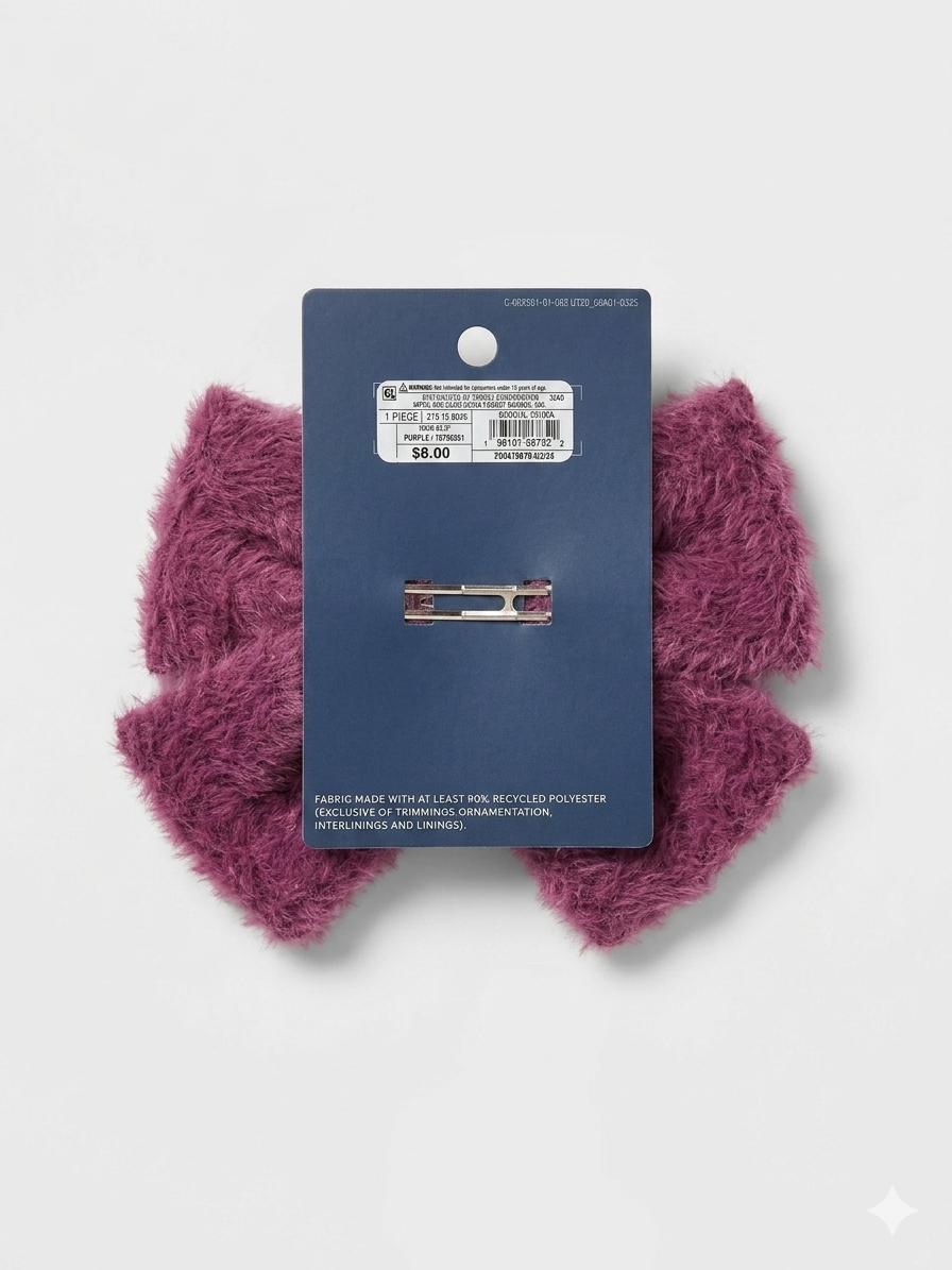 Berry Fuzzy Bow Hair Clip – Universal Thread