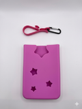 Silicone Star Cutout Pouch with Clip & Carabiner – Pink