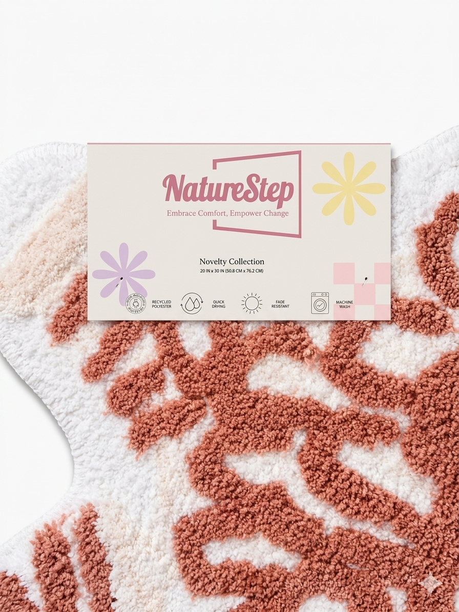 NatureStep Tiger Bath Rug – White & Rust, 20 x 30 in