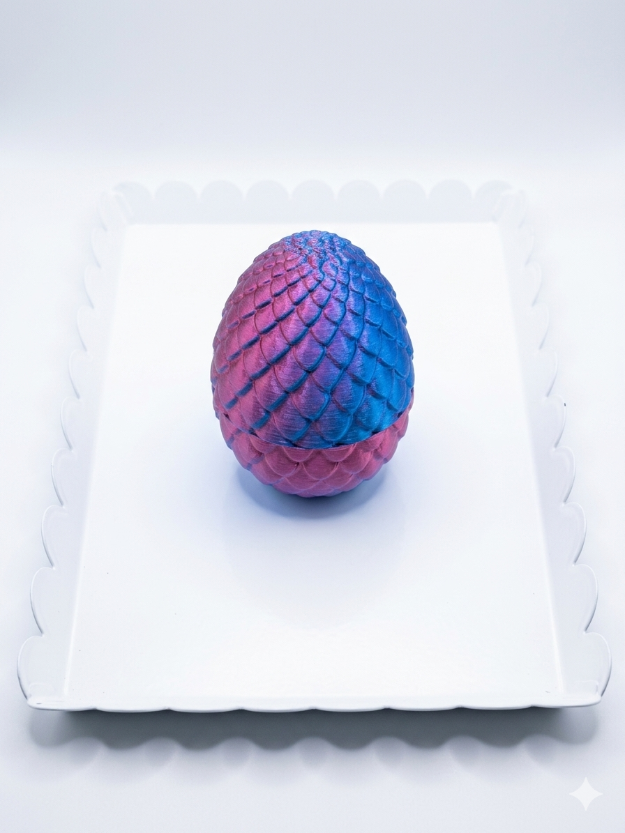 3D-Printed Articulated Crystal Dragon with Dragon Egg – Purple & Blue