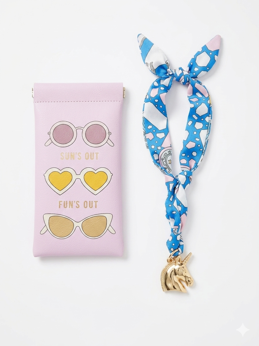 "Sun's Out Fun's Out" Sunglasses Pouch & Scarf Charm Set