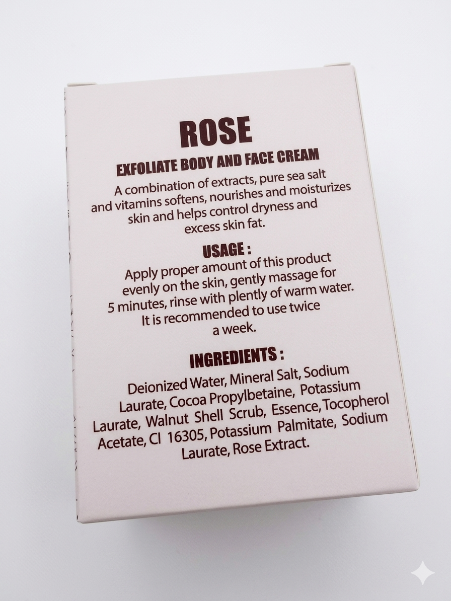 Cleer Beauty Rose Sea Salt Cream Body & Face Scrub – 500g
