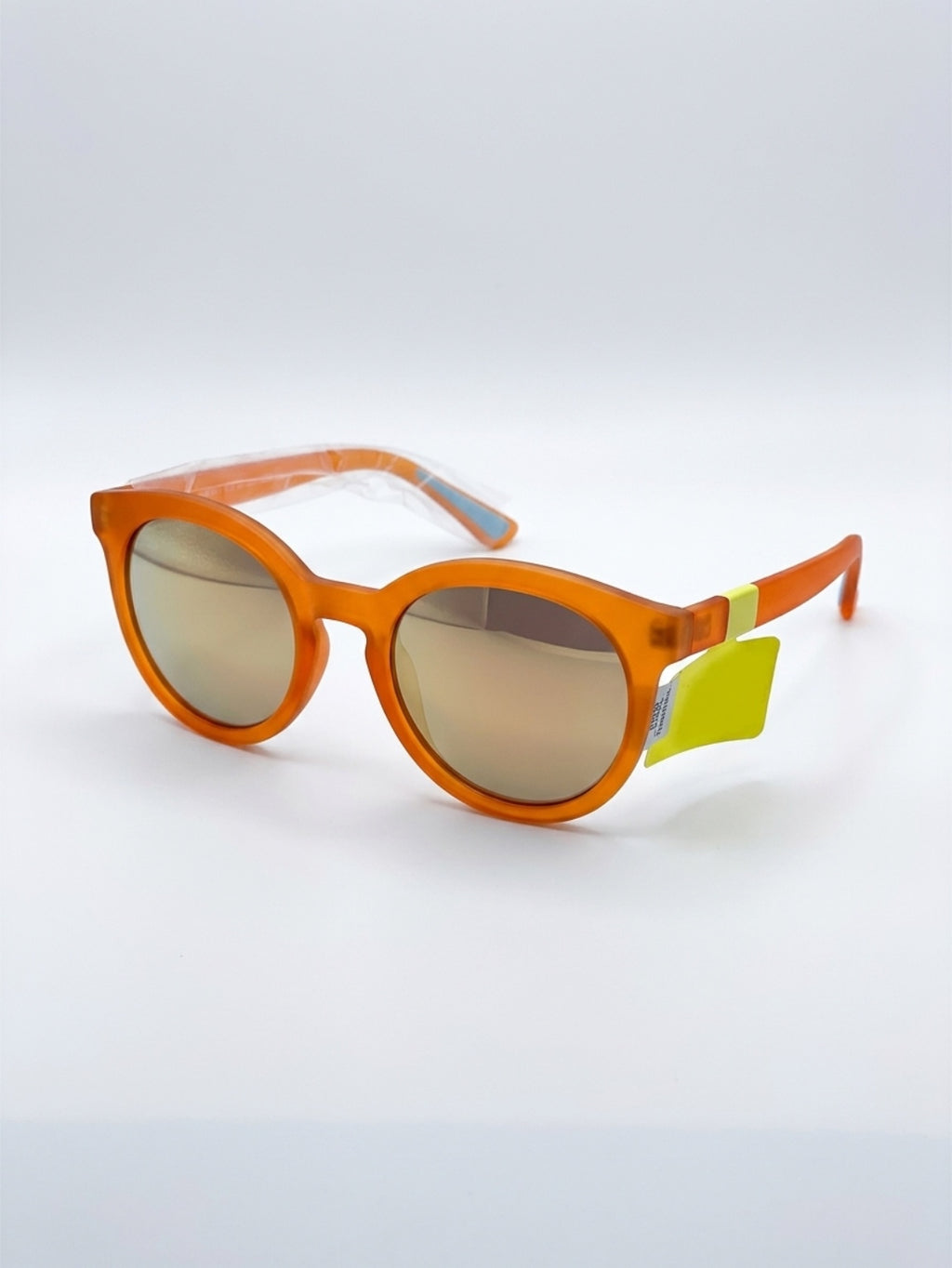 Frosted Orange Round Sunglasses with Gradient Mirror Lenses