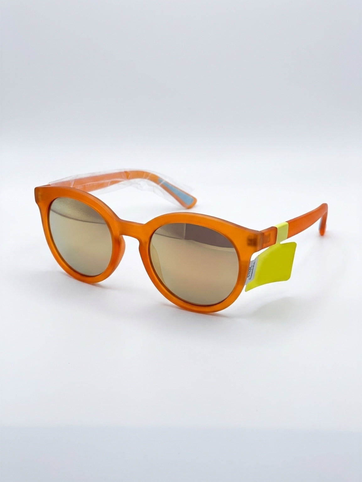 Frosted Orange Round Sunglasses with Gradient Mirror Lenses