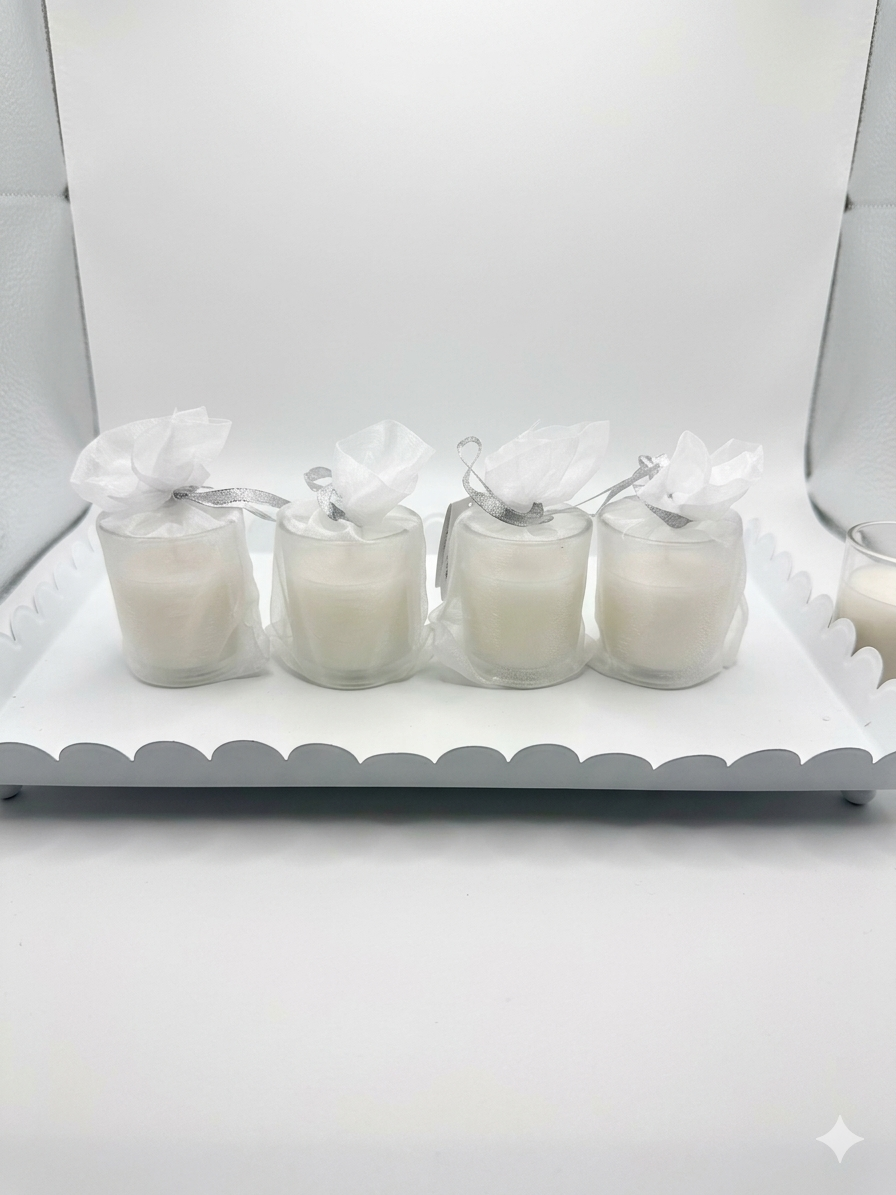 Way to Celebrate Glass Votive Candles with Organza Bags – Set of 4
