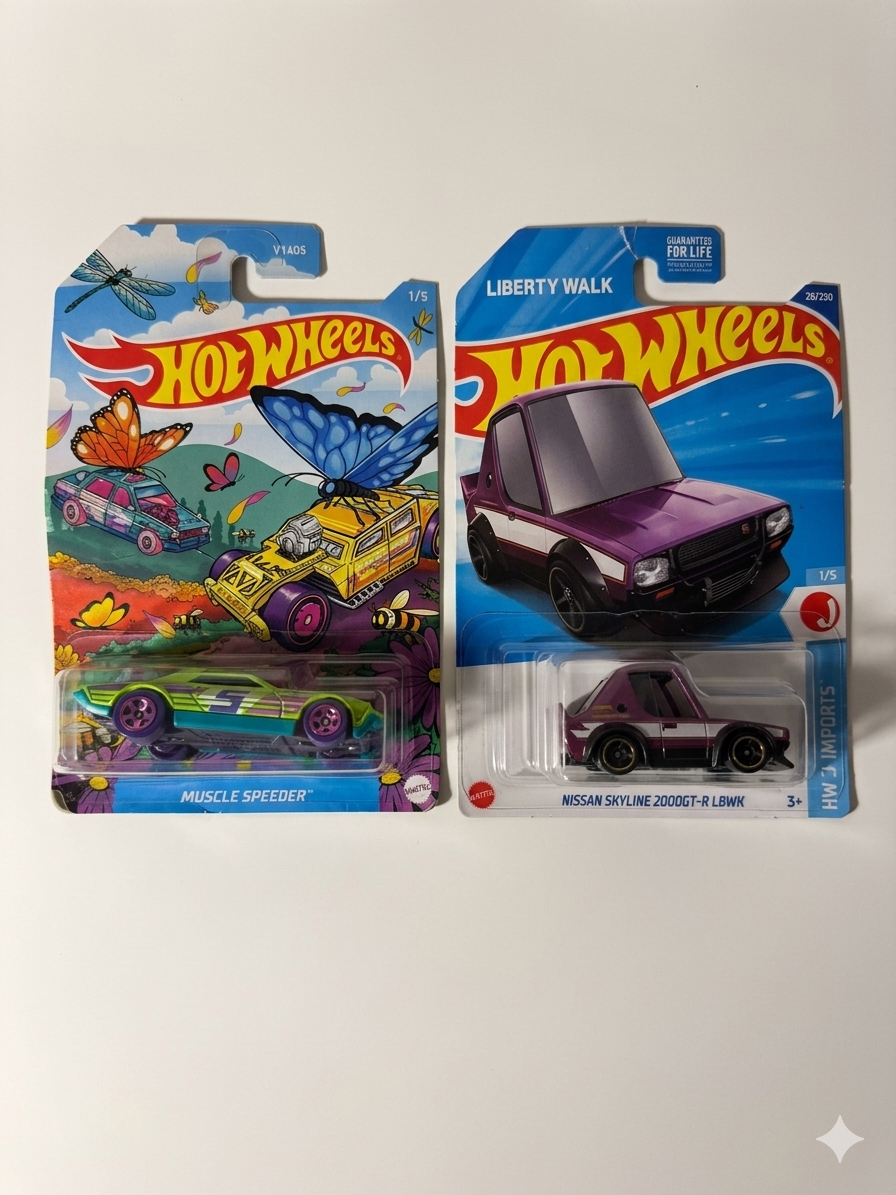 Hot Wheels 2-Car Lot – Muscle Speeder & Nissan Skyline 2000GT-R LBWK