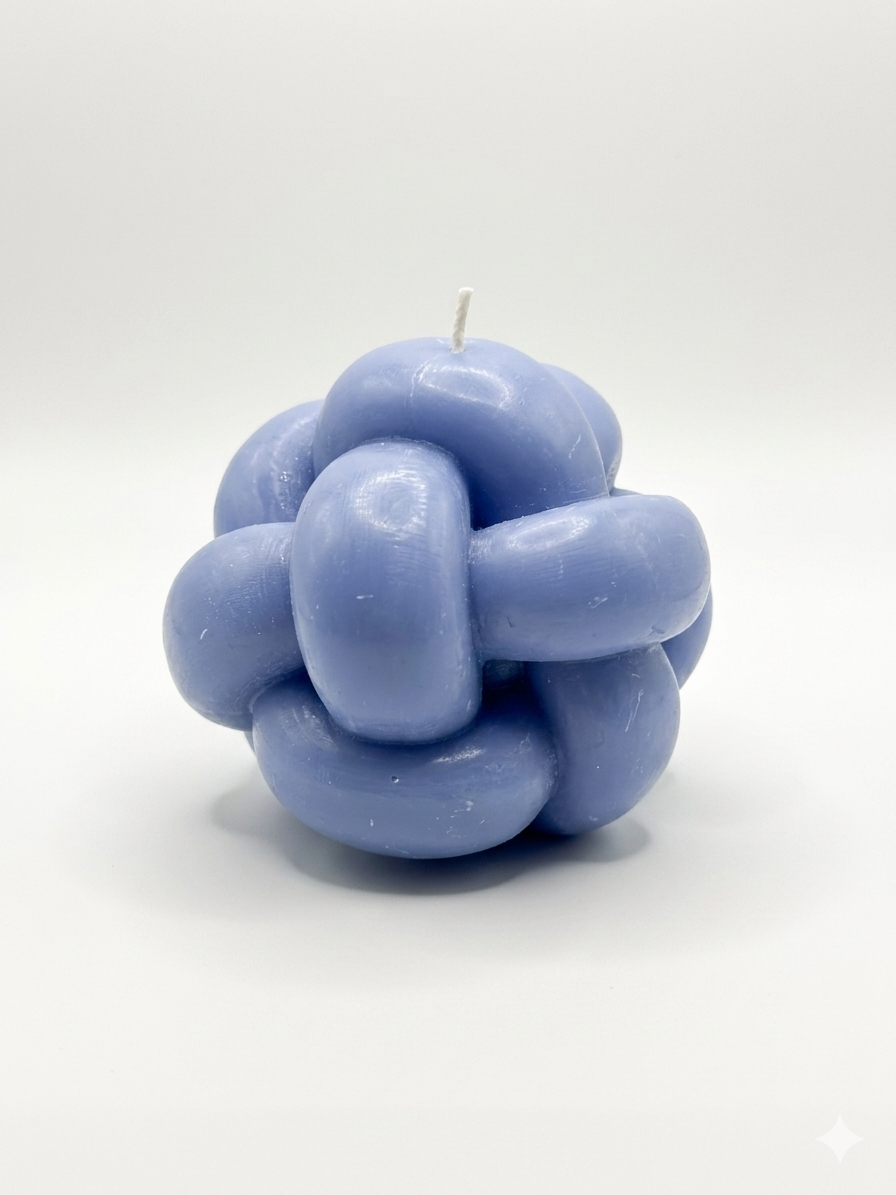 Chunky Knot Ball Candle – Periwinkle Blue