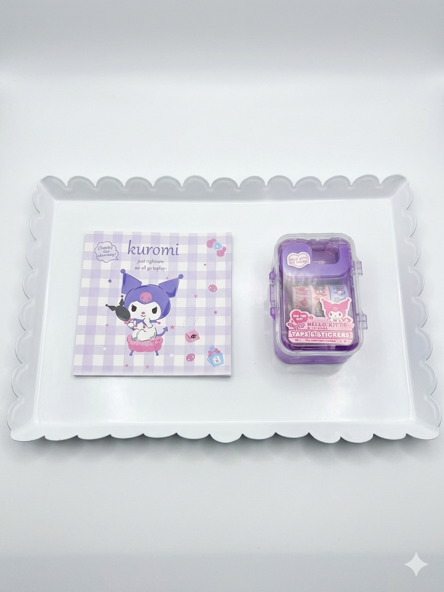 Sanrio Kuromi Notepad + Hello Kitty Tape & Stickers Set