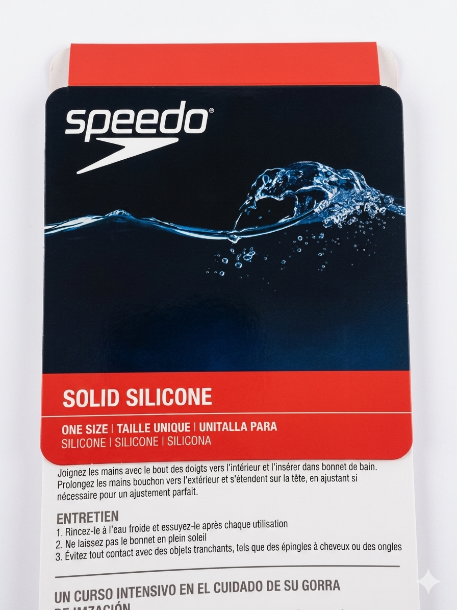Speedo Solid Silicone Swim Cap – Black (One Size)