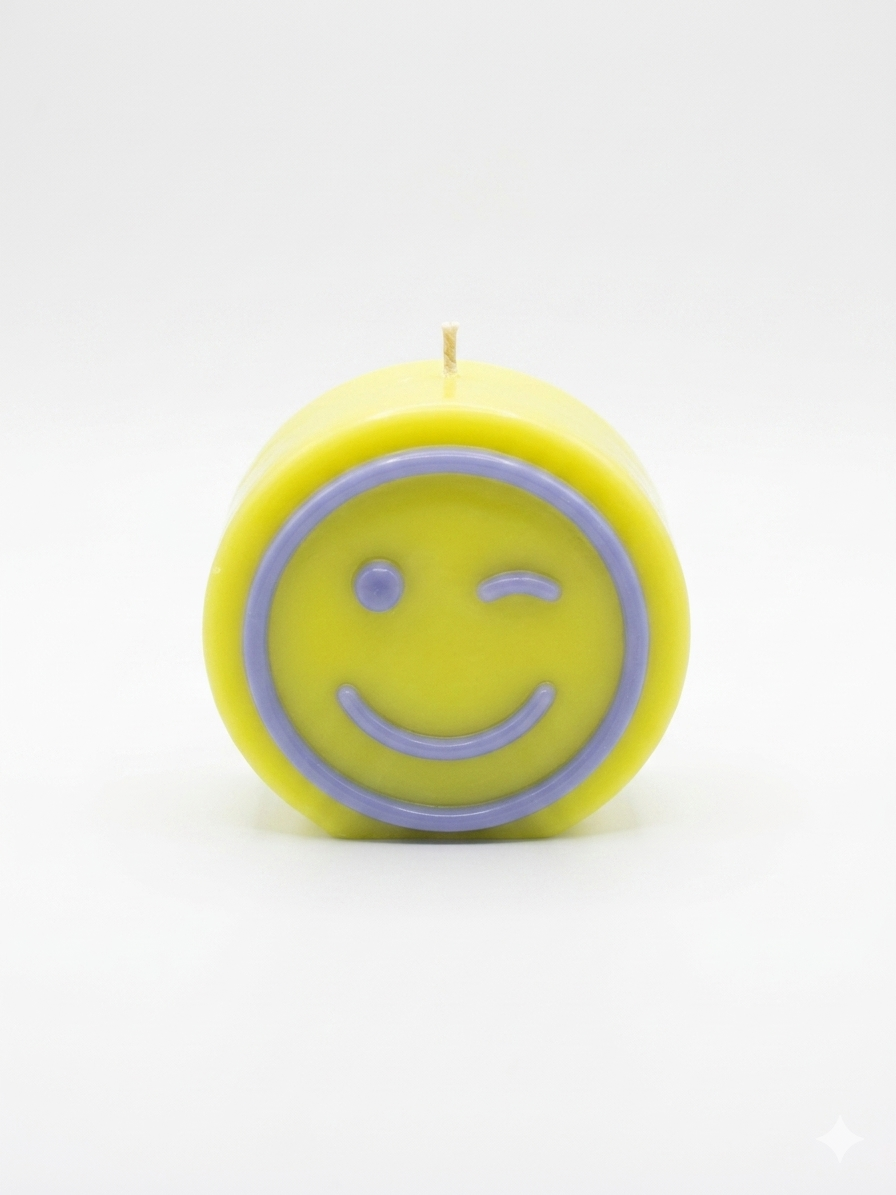 Winky Face Smiley Candle – Yellow