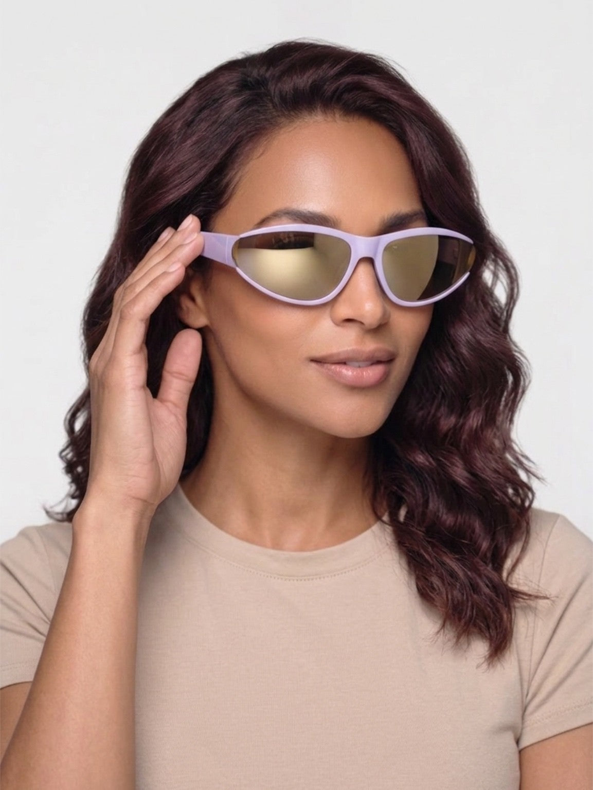 Y2K Wraparound Sport Sunglasses with Gold Mirrored Lenses