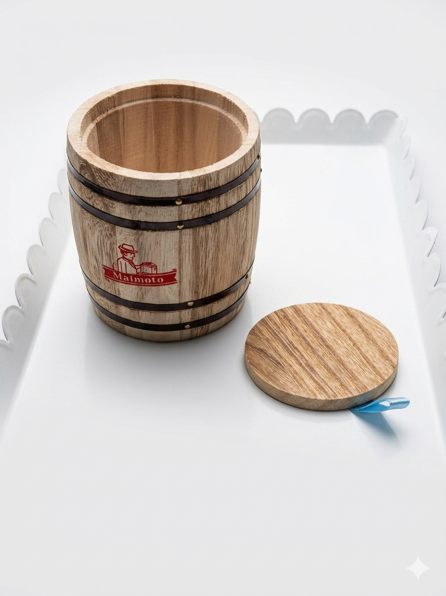 Yakimoto Mini Wooden Barrel Canister with Lid