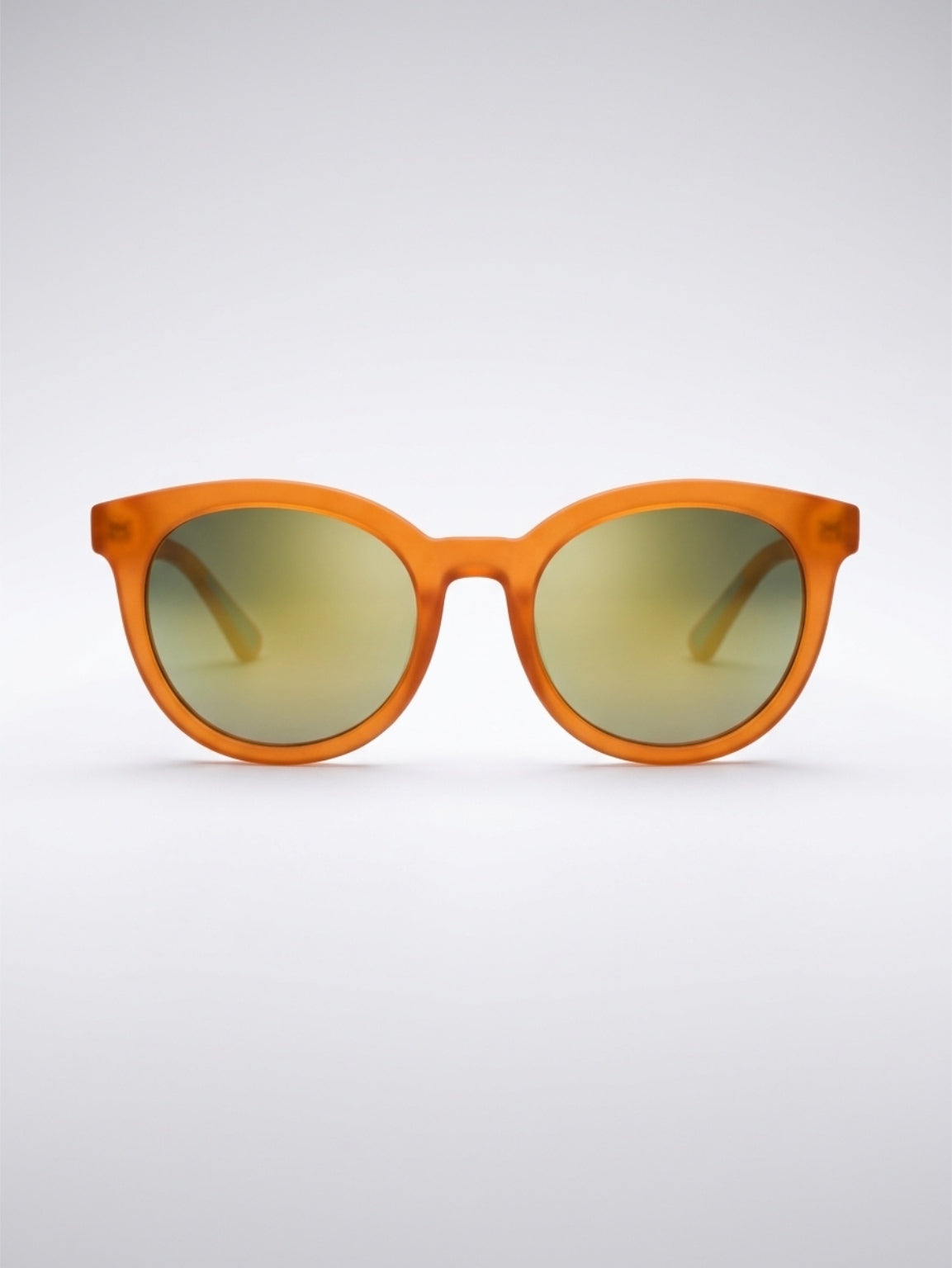 Frosted Orange Round Sunglasses with Gradient Mirror Lenses