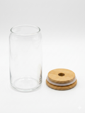 Glass Can-Shaped Cups with Bamboo Lids –