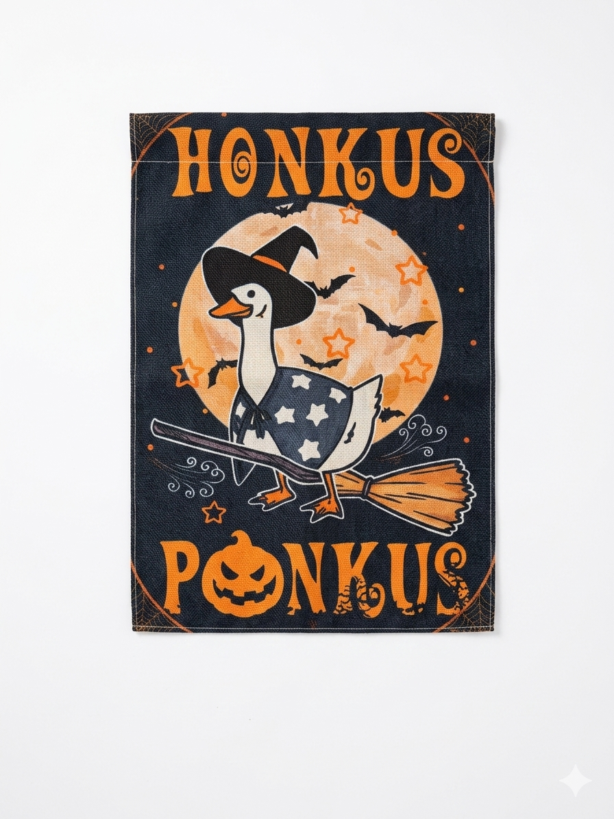 "Honkus Ponkus" Halloween Goose Garden Flag