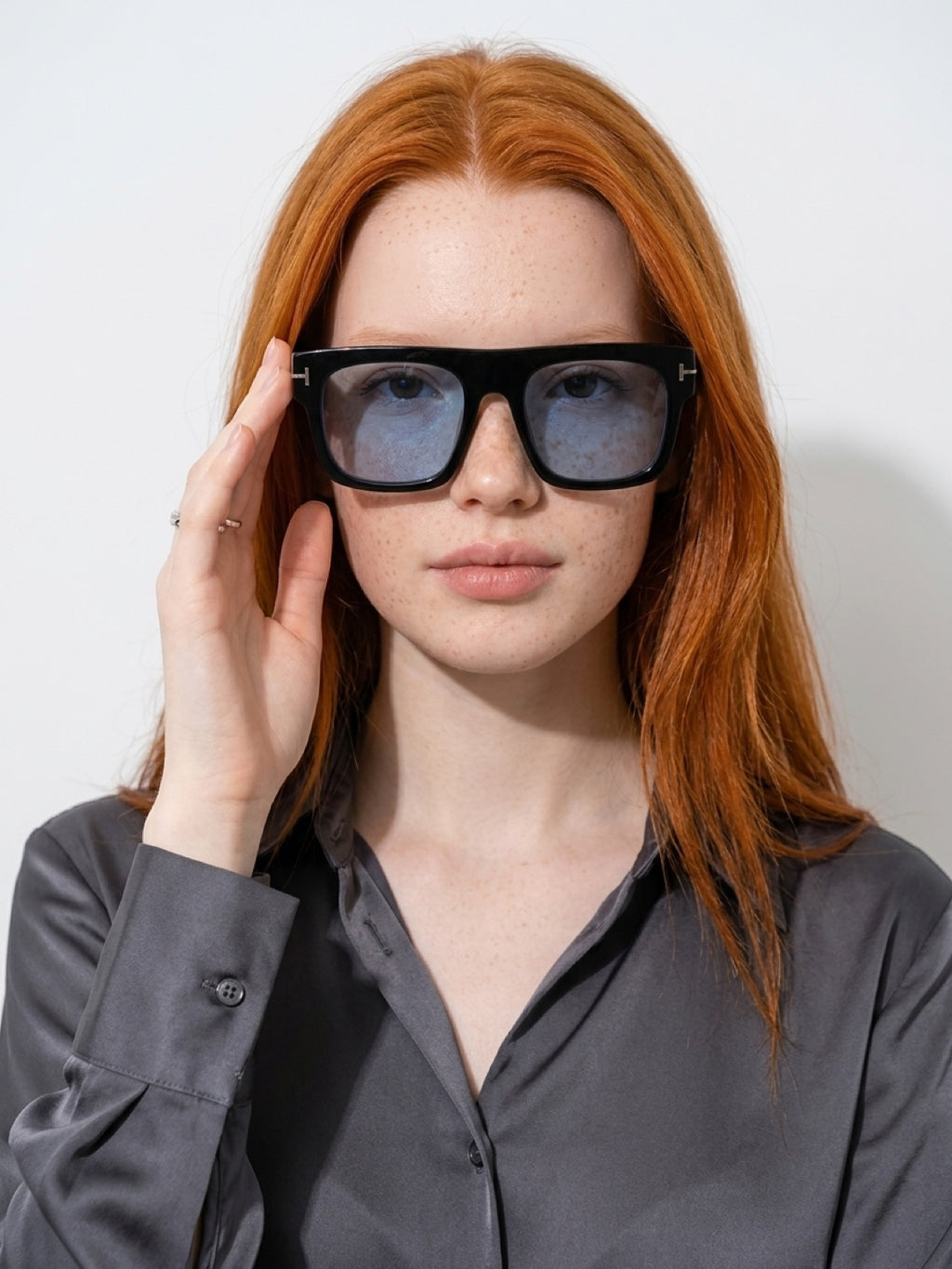 Bold Black Square-Frame Sunglasses with Blue Tinted Lenses Copy