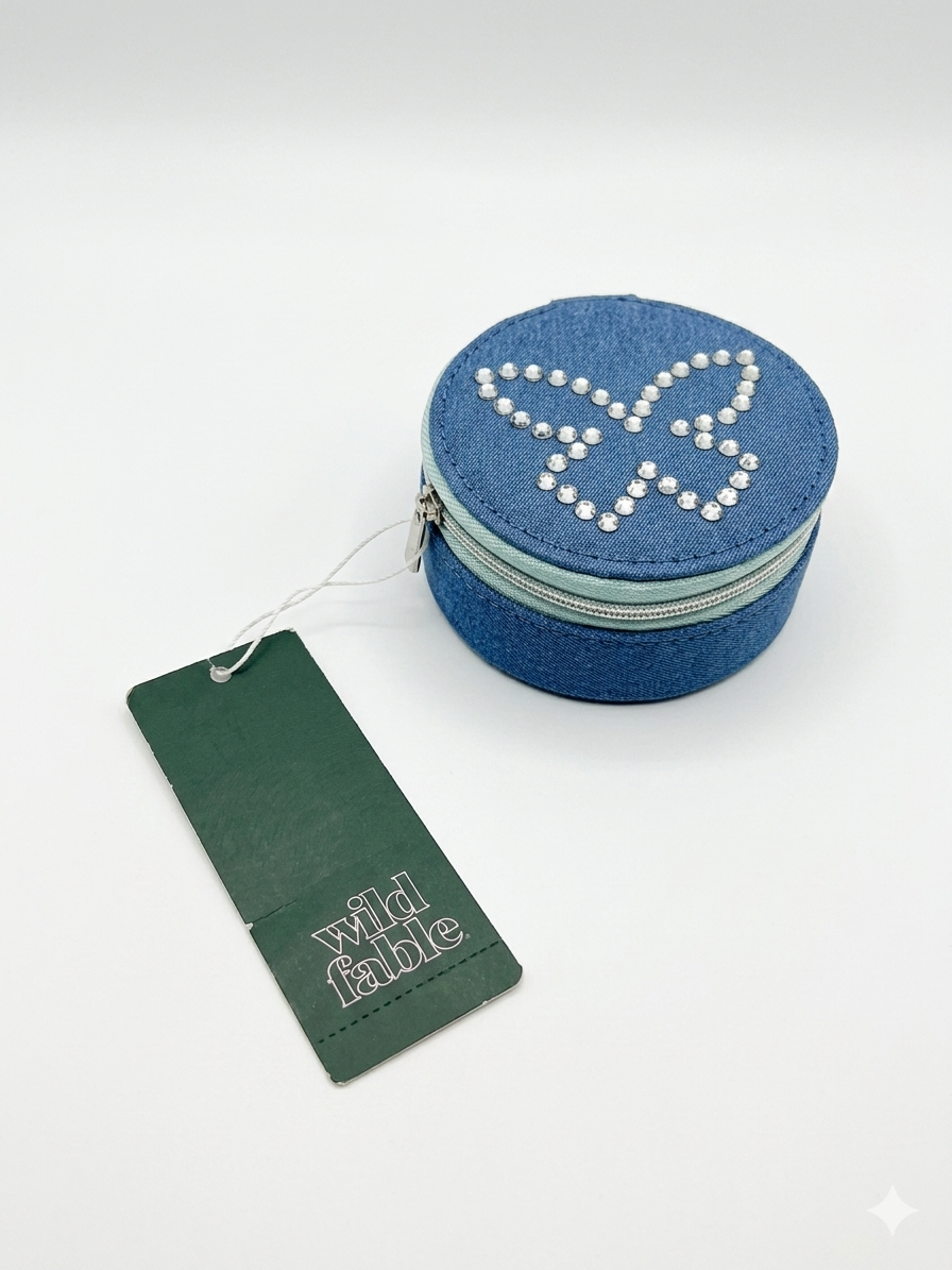 Wild Fable Denim Butterfly Jewelry Case