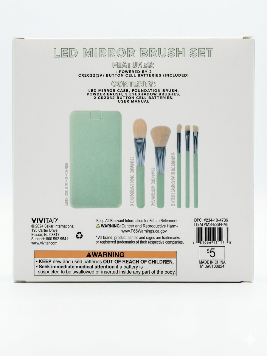 Vivitar LED Mirror Brush Set – Mint Green