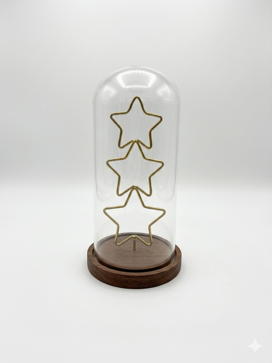Stacked Stars Glass Cloche Dome