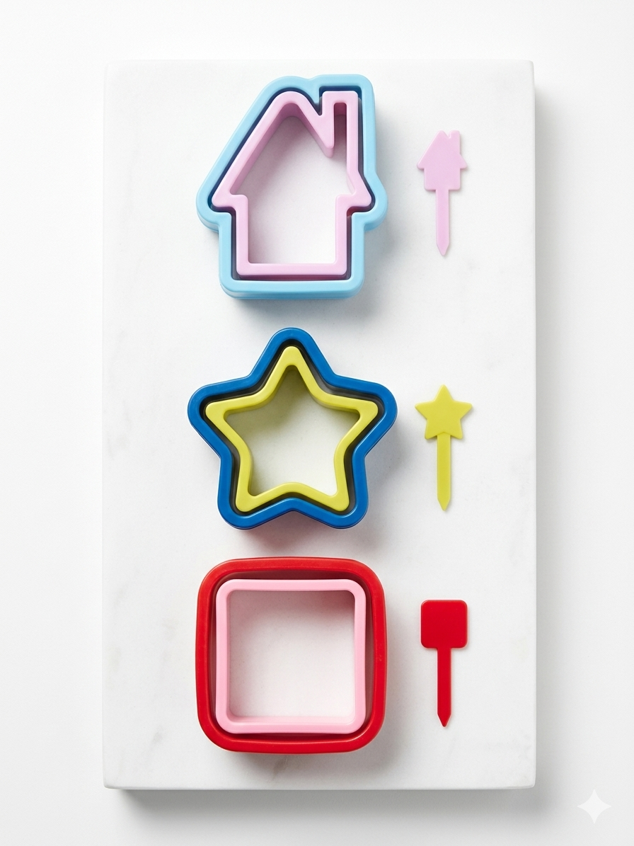 Sandwich Cutter & Pick Set – House, Star & Square